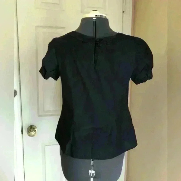 Merona black light polycotton short sleeve round neck top button key hole - Picture 3 of 5